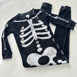 Kids M 8 Halloween Skeleton Fleece Zip Up One Piece Pajamas / Costume Lily & Dan